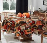 Newbridge Halloween Rustic Spooky Farm 60 x 84 Inch Oval Vinyl Tablecloth with Flannel Backing