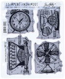 Stampers Anonymous Tim Holtz Cling Rubber Stamp Set, 7 by 8.5Inch, Vintage Things Blueprint