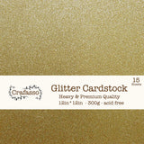 Crafasso 12 x 12 300gms Heavy & Premium Glitter cardstock, 15 Sheets, Gold