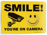 iSYFIX Smile You're on Camera Reflective Signs for Home - 1 Pack 10x7 Inch - 100% Rust Free .040 Aluminum Sign, Laminated for UV