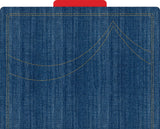 BARKER CREEK Designer File Folders Set of 12, Denim, Iconic Denim Pattern on The Outside, Vibrant Red on The Inside, Letter Size