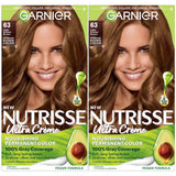 Garnier Hair Color Nutrisse Nourishing Creme 63 Light Golden Brown (Brown Sugar) Permanent Hair Dye 2 Count (Packaging May Vary) -Like New
