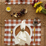 Dii Heavyweight Fringed Check Tabletop Collection, Placemat Set, 13X19, Cinnamon, 6 Piece