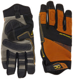 Custom Leathercraft160L Contractor XtraCoverage Flex Grip Work Gloves, Durable Synthetic Leather, Padded Knuckles Black, Brown, 