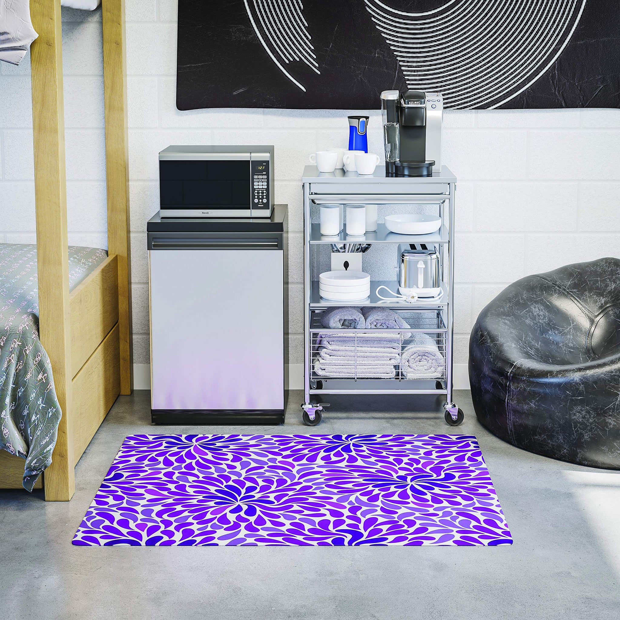 Deflecto Fashionmat Chair Mat, Purple Rain Design, Hard Floor And Flat Pile Carpet Use, Non-Studded Rectangle, 35” X 40”