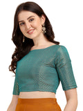 Oomph! Jacquard Blue Readymade Blouse For Women - Rbbl82Xl