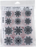 Stampers Anonymous Mini Swirley Snowflakes Tim Holtz Cling Stamps, 7 x 8.5