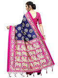 Gosriki Women'S Banarasi Art Silk Saree (Chota-Hathi Navy Blue),Navy Blue,,B07TBSWSGG