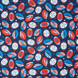 Singer, 100% Cotton, Flags On Footballs, Cut by Yard