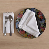 FINGERCRAFT Lace Cloth Napkins, Cotton Linen, 12 Pack, 20x20 Inch, White