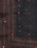 Anni Designer Womens Jute Silk Printed Mirror Embroidery Black Saree With Blouse,Black,Free Size,Silk,ready to wear,With Blouse Piece
