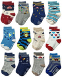 RATIVE Non Skid Anti Slip Cotton Crew Baby Babies Toddler Toddlers Socks for Boy Boys 2T 3T 2T-3T 12-24 12-18 Months With Grip G