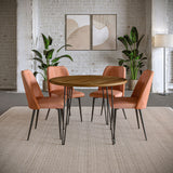 Jofran Maddox Mid-Century Modern Faux Leather Upholstered Dining Chair Set Of 2, Light Brown