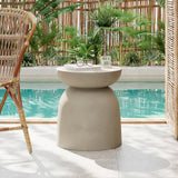 Christopher Knight Home Stela Patio Lightweight Concrete Drum Side Table, Outdoor MGO End Table, Coffee Table for Chat Set, Roun