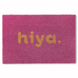 TOWN & COUNTRY TERRA Hiya Painted Welcome Door Mat, Natural Coir, Heavyweight, Non-Slip Entryway Mat, Purple, 18x30