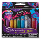 Elmers 3D Washable Glitter Pens, Classic Rainbow and Glitter Colors, Pack of 10 Pens (E199)