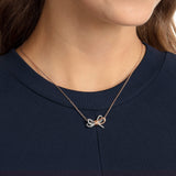 Swarovski Lifelong Bow Pendant, Women'S White Crystal Bow Design Pendant Necklace With Mixed Rose-Gold Tone And Rhodium Plating
