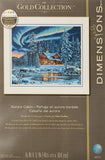 Dimensions Gold Collection Counted Cross Stitch Kit, Aurora Cabin, 16 Count Dove Grey Aida, 16 x 12