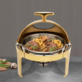 Round Chafing Dish Buffet Set, Buffet Warmers Set, Roll Top Stainless Steel Buffet Warmer for Buffets,Hotel Breakfast and Brunch