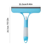 3-in-1 Window Cleaning Tool - Handheld Sprayer, Squeegee & Scrubber for Glass, Mirrors, Showers, No-Drip Design (Blue, 10-inch)