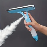 3-in-1 Window Cleaning Tool - Handheld Sprayer, Squeegee & Scrubber for Glass, Mirrors, Showers, No-Drip Design (Blue, 10-inch)