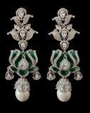 DER811 Lotus Cz earrings -Green ( READY TO SHIP )