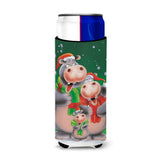 Caroline'S Treasures Hippo Family Caroling Michelob Ultra Koozies For Slim Cans, Multicolor