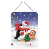 Caroline'S Treasures Penguin And Robin With Christmas Tree Wall Or Door Hanging Prints Aah7203Ds1216, 16Hx12W, Multicolor