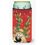 Caroline'S Treasures Comic Reindeer With Decorated Antlers Tall Boy Koozie Hugger, Multicolor