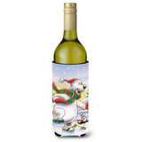 Caroline'S Treasures Holiday Polar Bears Ice Skating Wine Bottle Koozie Hugger, 750Ml, Multicolor