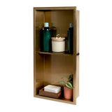 ALFI brand ABNP1224-BG 12 x 24 Brushed Gold PVD Stainless Steel Vertical Double Shelf Shower Niche