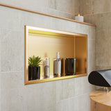 ALFI brand ABNP2412-BG 24 x 12 Brushed Gold PVD Stainless Steel Horizontal Single Shelf Shower Niche