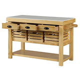 Ac00188 - Kitchen Island, Marble Top & Natural Finish - Grovaam