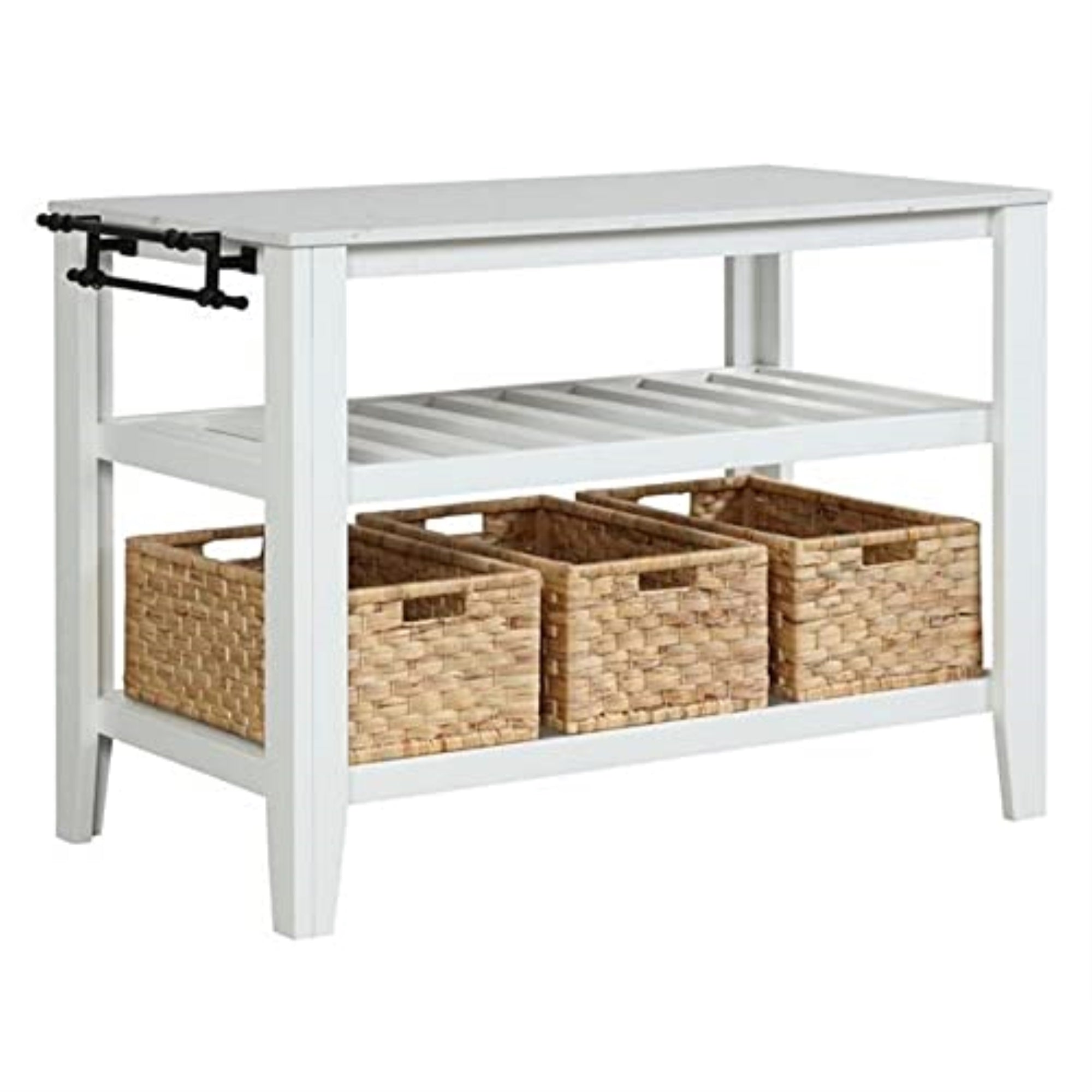 Ac00395 - Kitchen Island , Marble Top & White Finish - Sezye