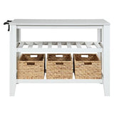 Ac00395 - Kitchen Island , Marble Top & White Finish - Sezye