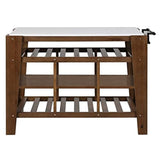 Ac00396 - Kitchen Island , Marble Top & Rustic Brown Finish - Alaroa