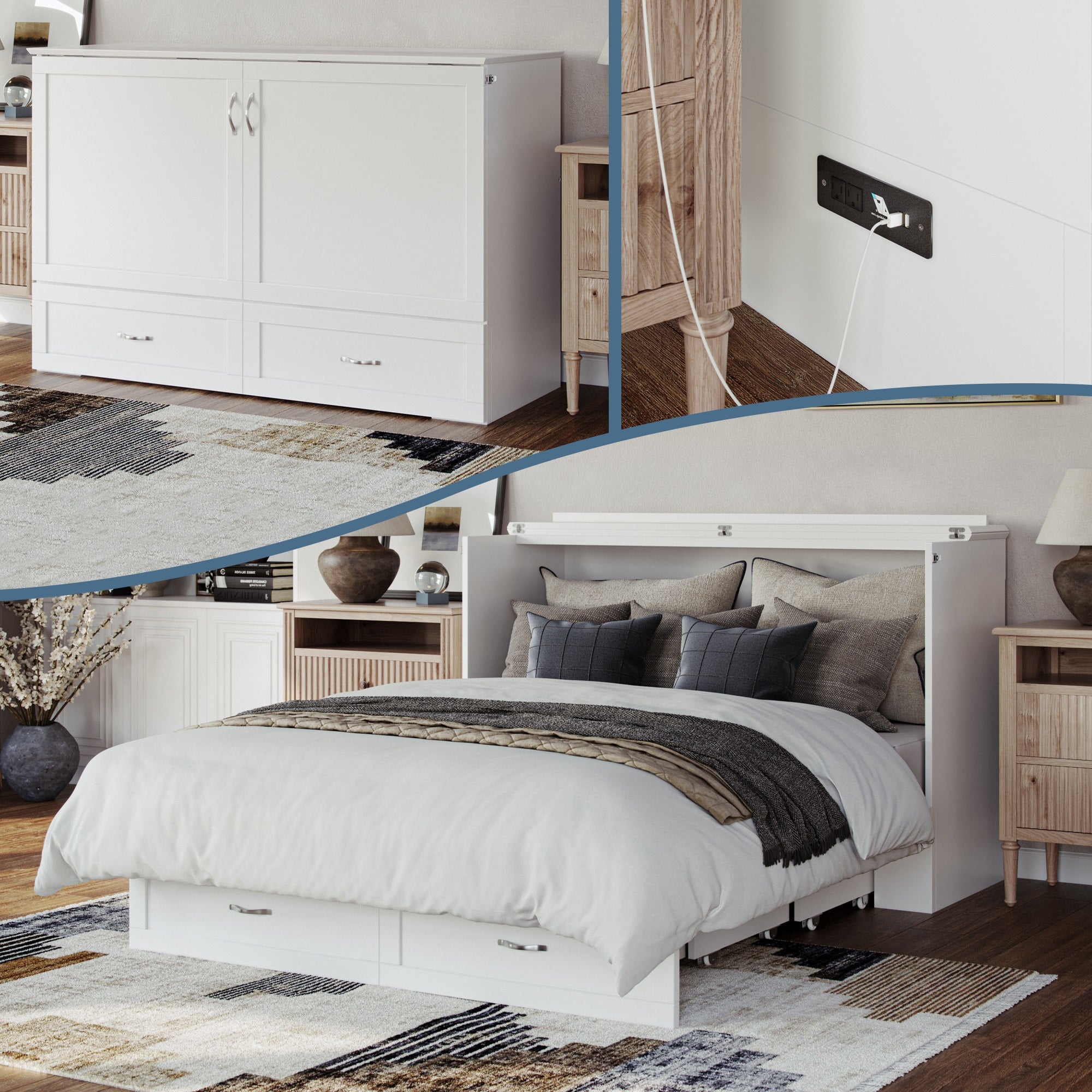 Raleigh Queen Murphy Bed Chest In White