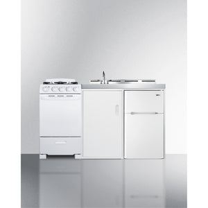 All-In-One Combination Kitchenette With Refrigerator-Freezer, Sink, Storage Cabinet, And Gas Range