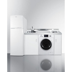 All-In-One Combination Kitchenette With Full-Sized Refrigerator-Freezer, 115V Combo Washer/Dryer, Sink, Storage Cabinet, And 2-B