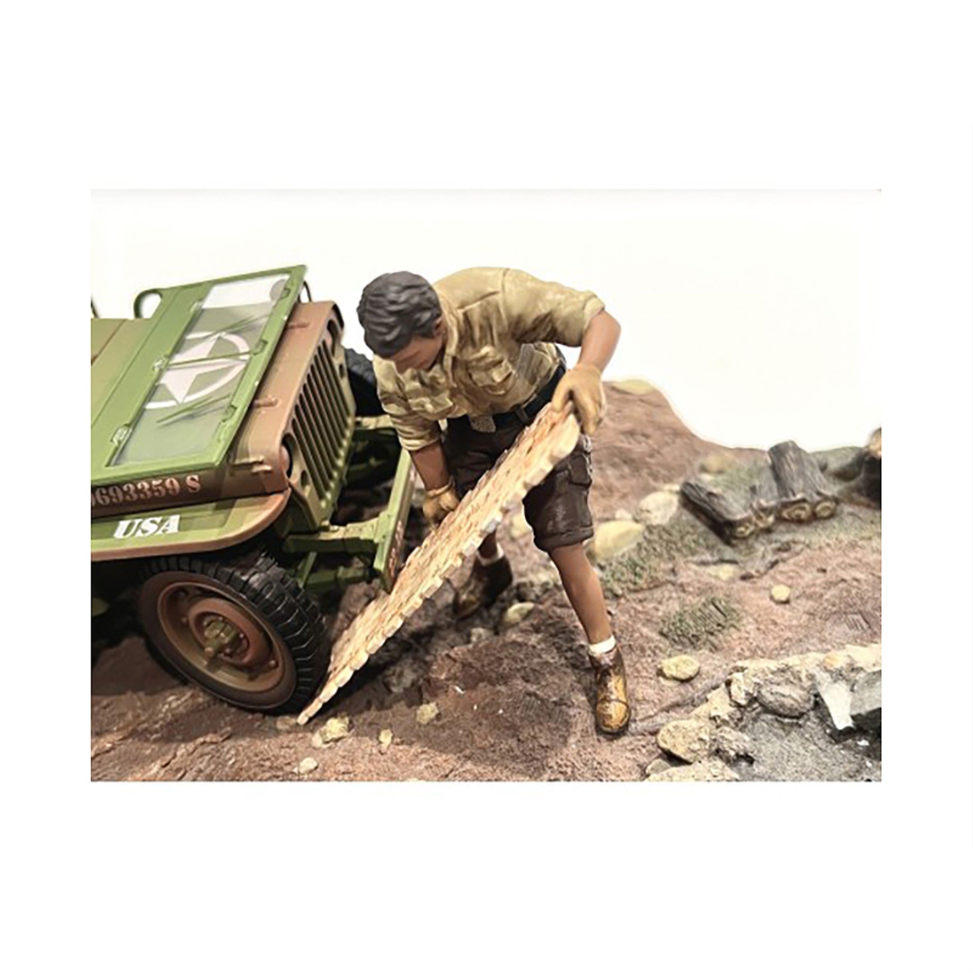 '4X4 Mechanic'' Figure 8 With Board Accessory For 1/18 Scale Models By American Diorama