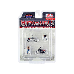 'Motomania 5'' 4 Piece Diecast Set (2 Figures And 2 Motorcycles) Limited Edition To 4800 Pieces Worldwide For 1/64 Scale Models
