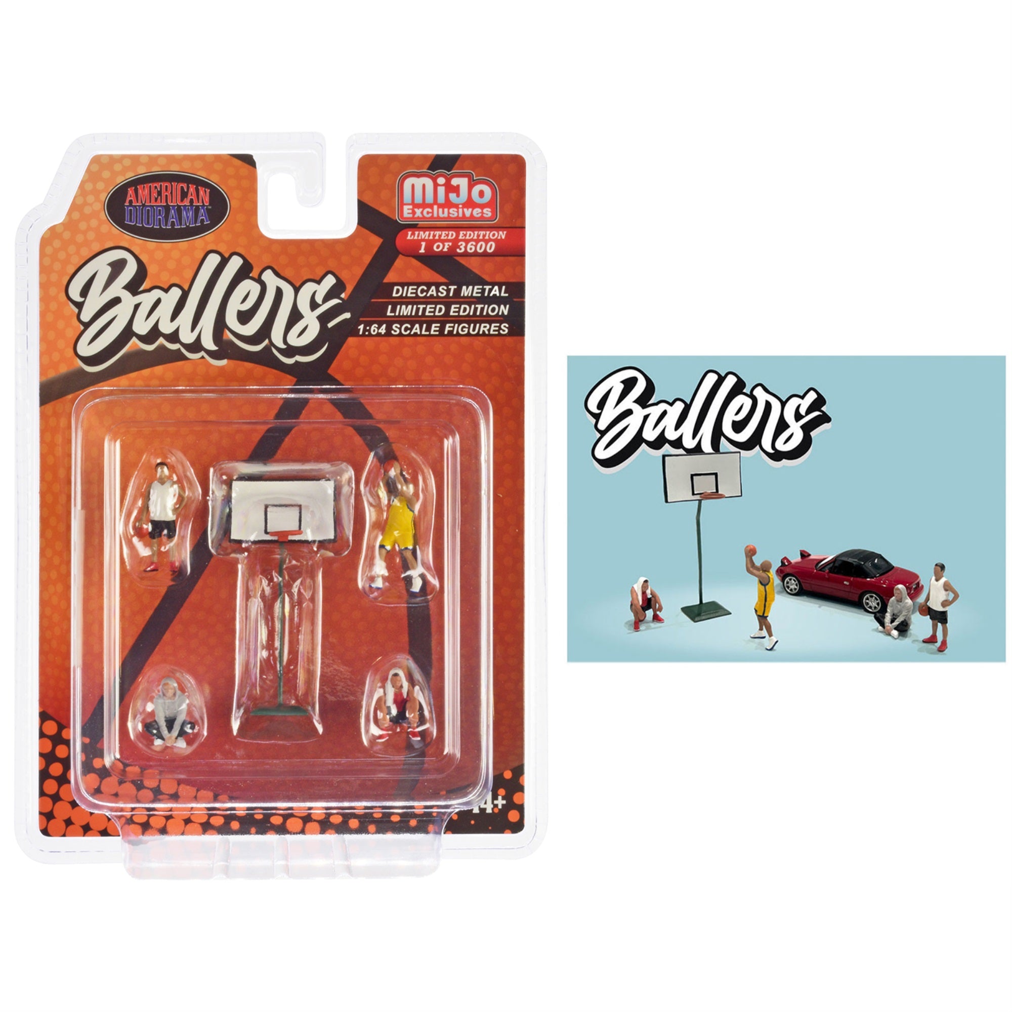 'Ballers'' 5 Piece Diecast Figure Set (4 Figures 1 Basketball Hoop) Limited Edition To 3600 Pieces Worldwide 1/64 Scale Models