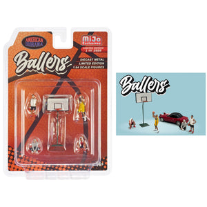 'Ballers'' 5 Piece Diecast Figure Set (4 Figures 1 Basketball Hoop) Limited Edition To 3600 Pieces Worldwide 1/64 Scale Models