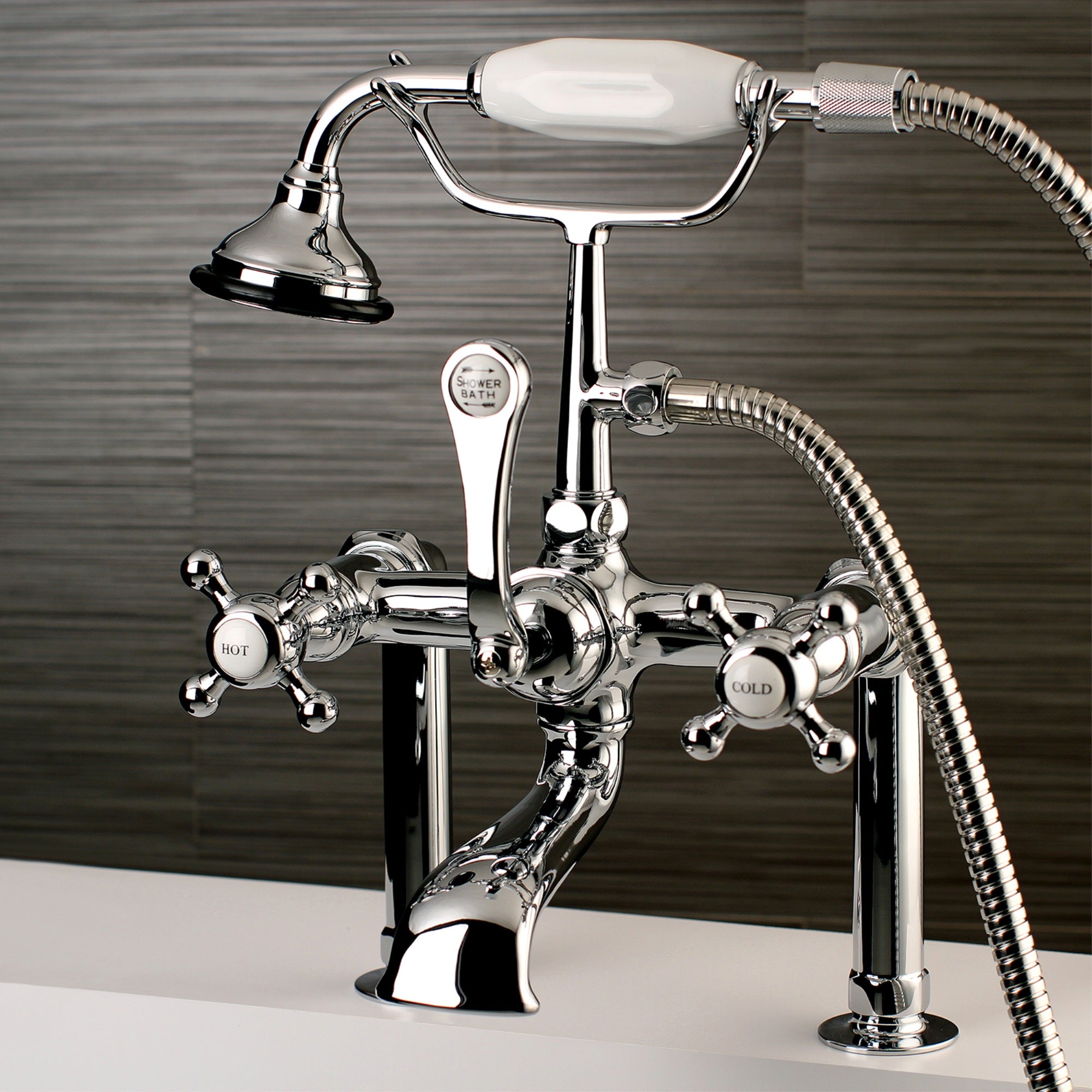Aqua Vintage Ae104T1Bx English Country Deck Mount Clawfoot Tub Faucet, Polished Chrome