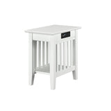 Mission Chair Side Table With Charger In White