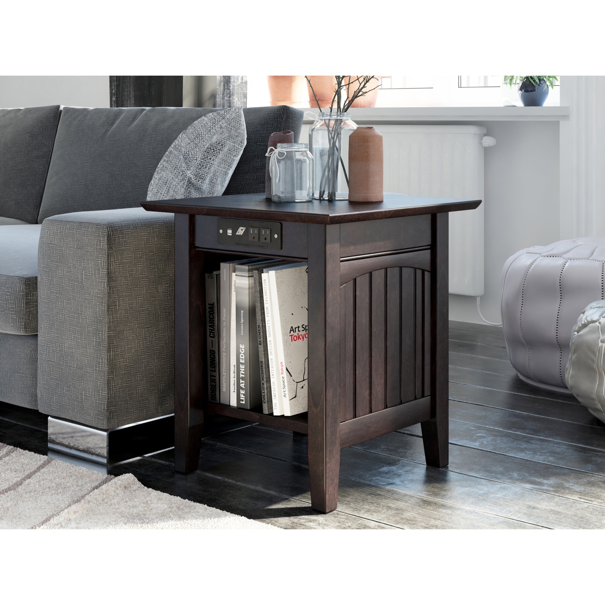 Nantucket End Table With Charging Station In Espresso