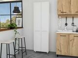 Tuhome Baleare Pantry Cabinet, Five Internal Shelves, Four Legs, Two Handles, White, For Kitchen Room