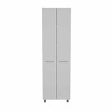 Tuhome Baleare Pantry Cabinet, Five Internal Shelves, Four Legs, Two Handles, White, For Kitchen Room