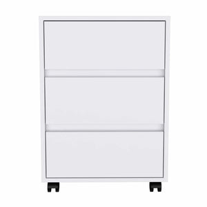 Tuhome Artemisa 3 Drawer Filing Cabinet, Three Drawers, Four Caster Wheels, Countertop, White, For Office