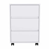 Tuhome Artemisa 3 Drawer Filing Cabinet, Three Drawers, Four Caster Wheels, Countertop, White, For Office
